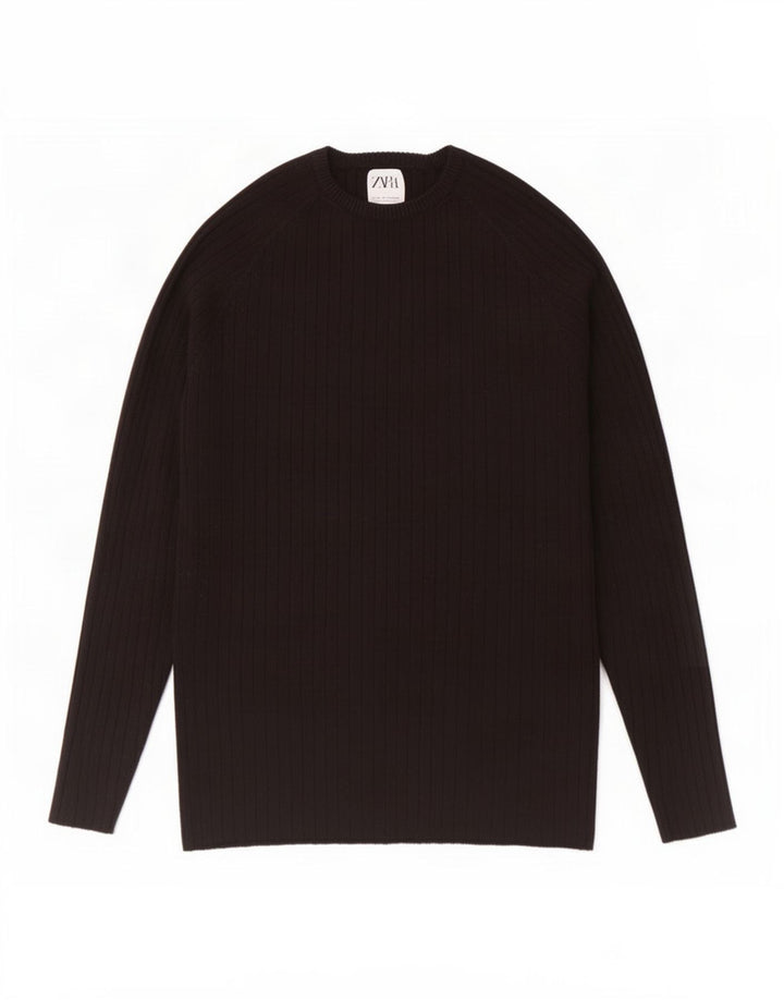 Maglione Zara da uomo girocollo in viscosa nera media