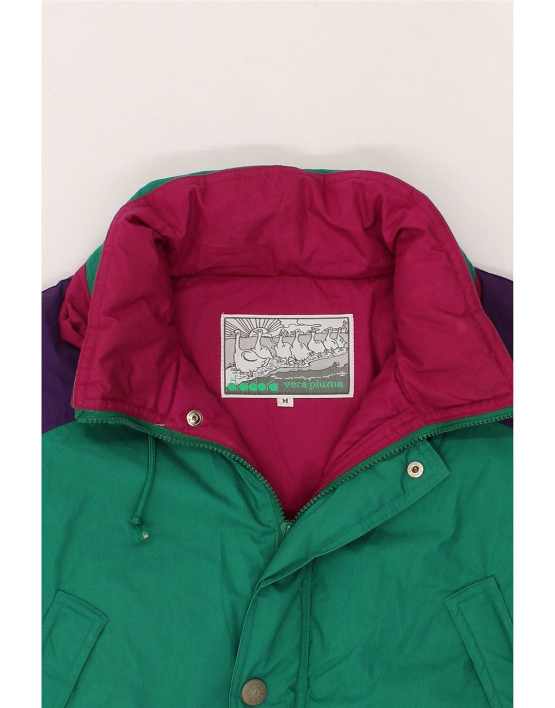 DIADORA Giacca imbottita da uomo UK 38 Poliestere color block verde medio