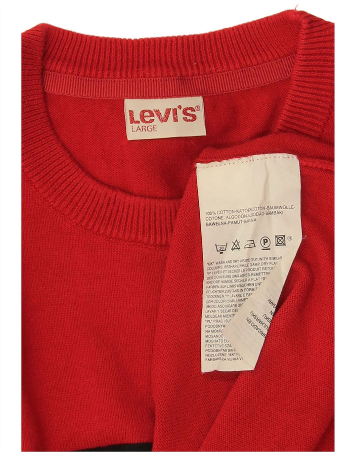 Levi's Uomo Maglione Girocollo Maglione in Cotone a Righe Rosse Grandi