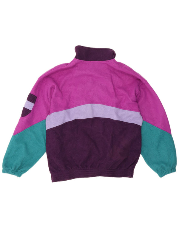 Maglione in pile vintage per ragazze con collo con zip, 13-14 anni, multicolore