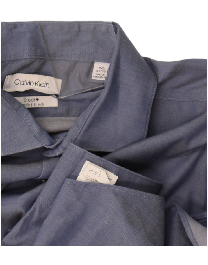 Camicia slim fit da uomo Calvin Klein taglia 15 1/2 cotone blu medio