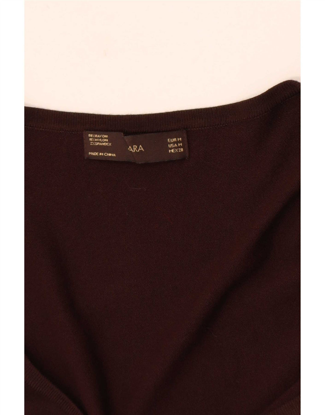 Abito a trapezio a maniche lunghe da donna Zara UK 12 Rayon marrone medio