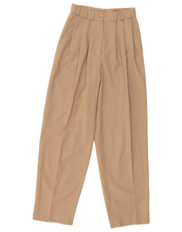 Pantaloni casual con ancoraggi a vita alta da donna vintage IT 36 XS W25 L29 Beige