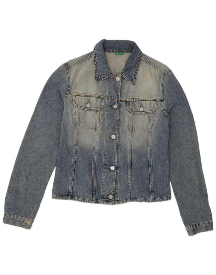 Giacca in denim da donna Benetton UK 16 grande cotone blu