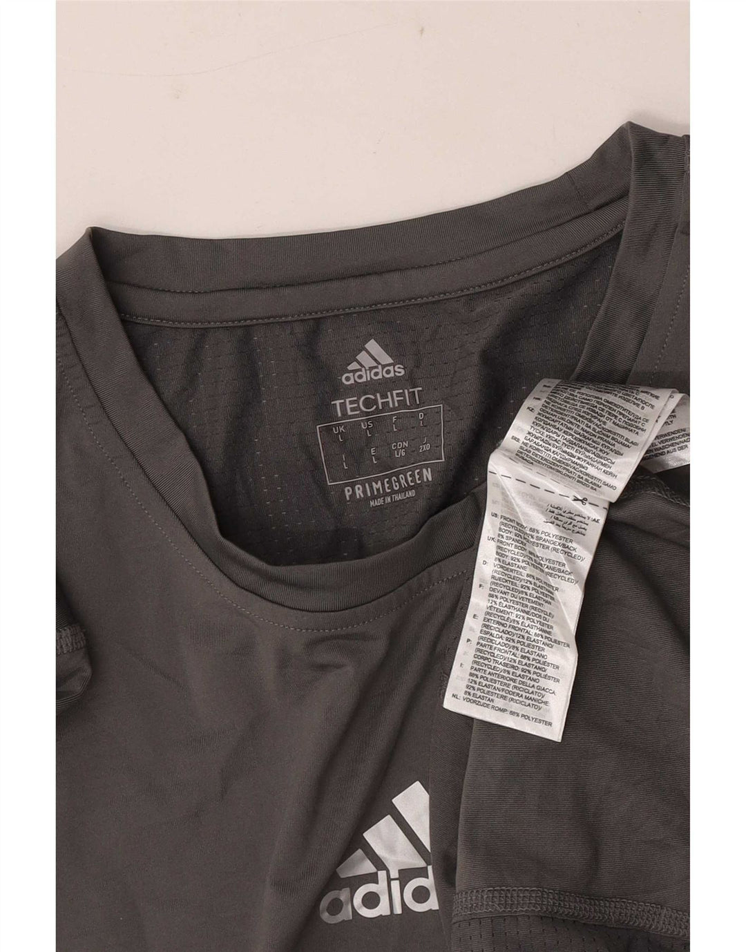 T-shirt da uomo Adidas Top grande in poliestere grigio