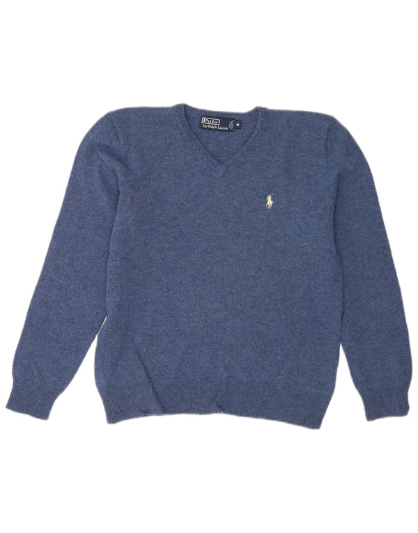 Polo Ralph Lauren Maglione da donna con scollo a V UK 14 Blu medio