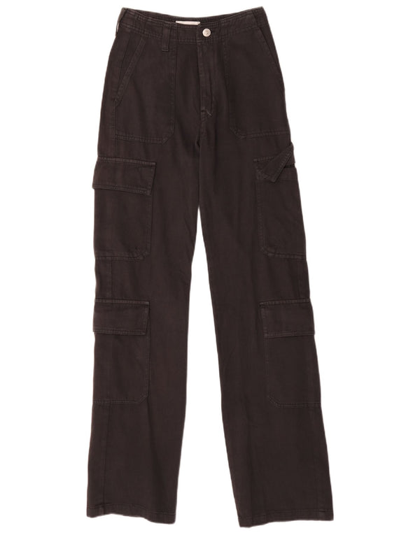 Pantaloni cargo a gamba larga da donna Zara EU 32 2XS W22 L31 cotone nero