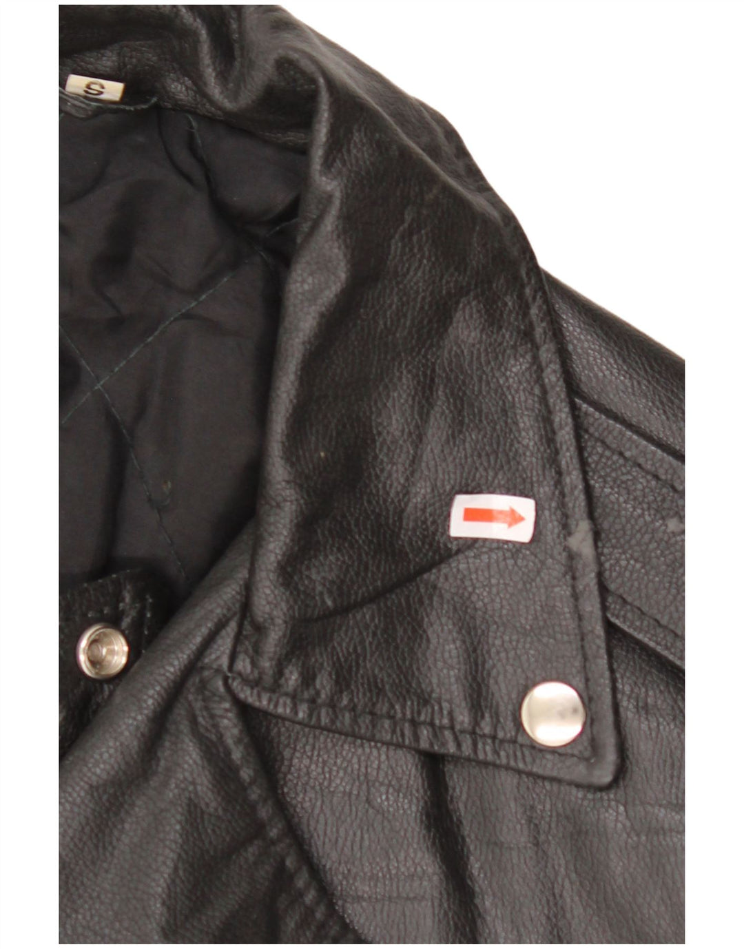 VINTAGE Womens Oversized Leather Biker Jacket UK 10 Small Black Leather