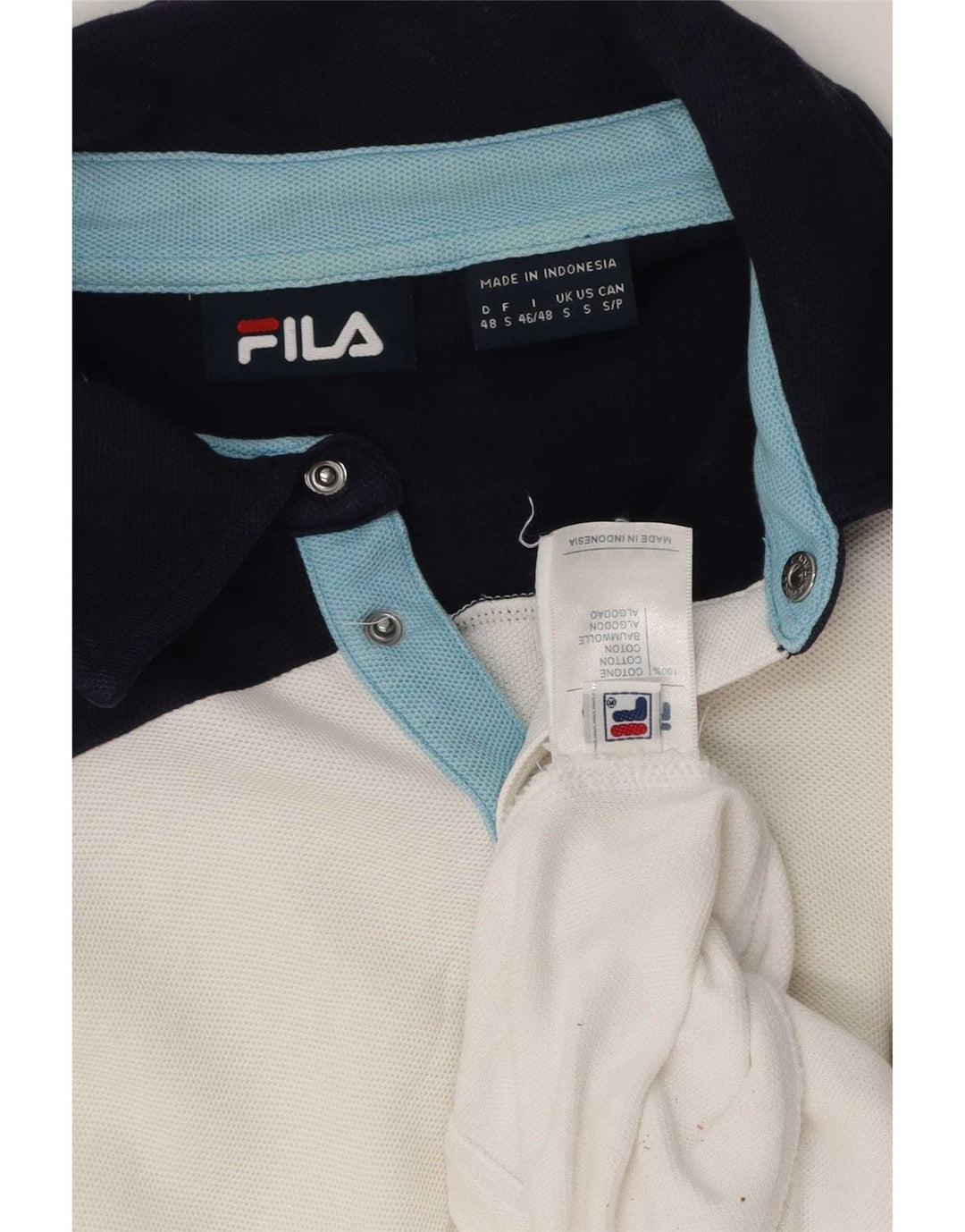 Polo da uomo Fila Small in cotone color block bianco
