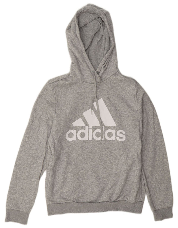 Felpa con cappuccio grafica da donna Adidas UK 12/14 Cotone chiazzato grigio medio