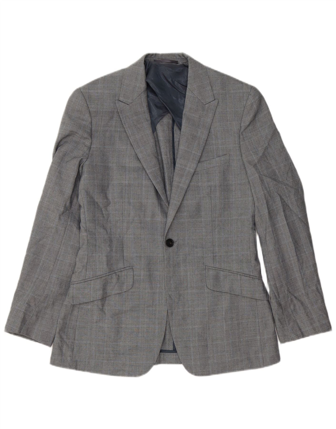 Giacca blazer da uomo a 1 bottone Reiss UK 36 piccolo quadretto grigio