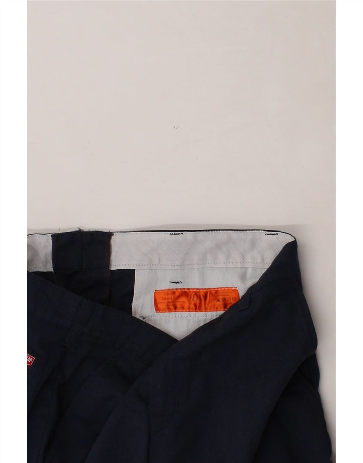 RED KAP Mens Loose Fit Cropped Trousers W33 L26 Navy Blue Polyester Vintage Red Kap and Second-Hand Red Kap from Messina Hembry 