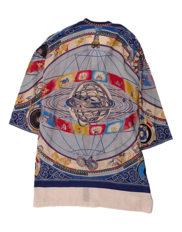 Abito a trapezio oversize da donna VINTAGE con motivo astratto UK 14 Blu medio