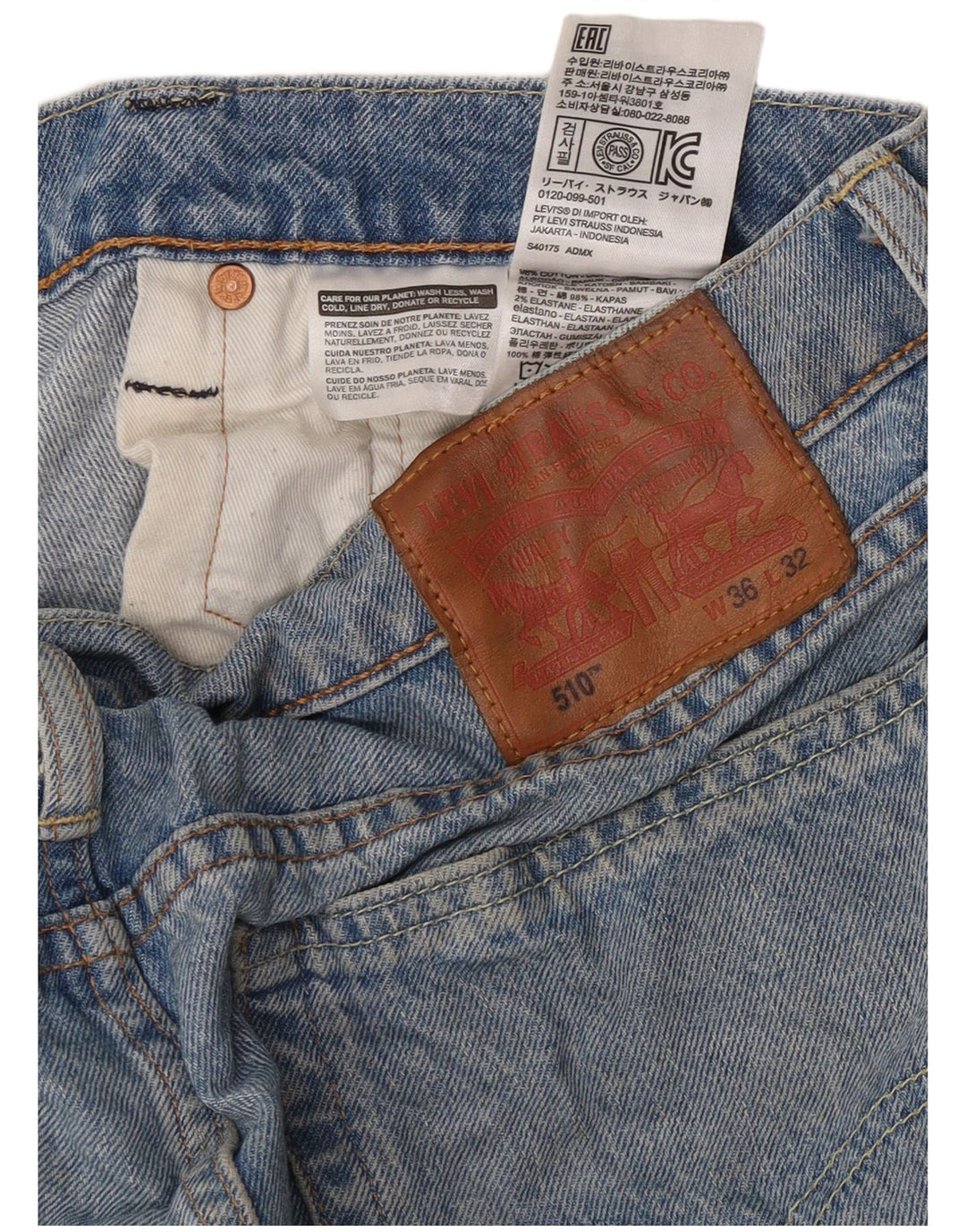Jeans Levi's Uomo 510 Skinny W36 L32 Cotone Blu