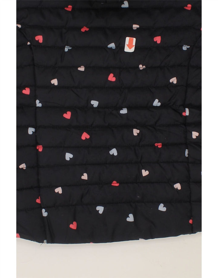 JOULES Girls Hooded Padded Jacket 3-4 Years Navy Blue Spotted Polyester Vintage Joules and Second-Hand Joules from Messina Hembry 