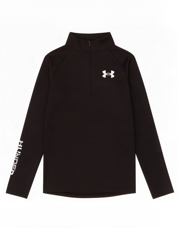 Under Armour Top grafico da ragazzo con zip e collo manica lunga 11-12 anni Large Nero