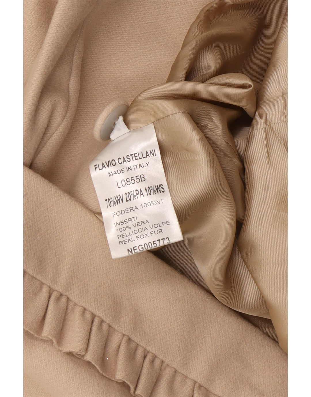 Cappotto Donna Flavio Castellani IT 44 Beige Medio Lana