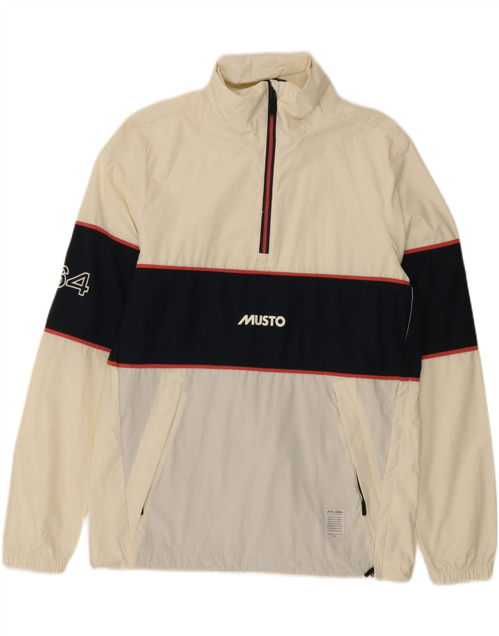 Giacca da ginnastica da uomo con grafica pullover Musto, color block bianco medio