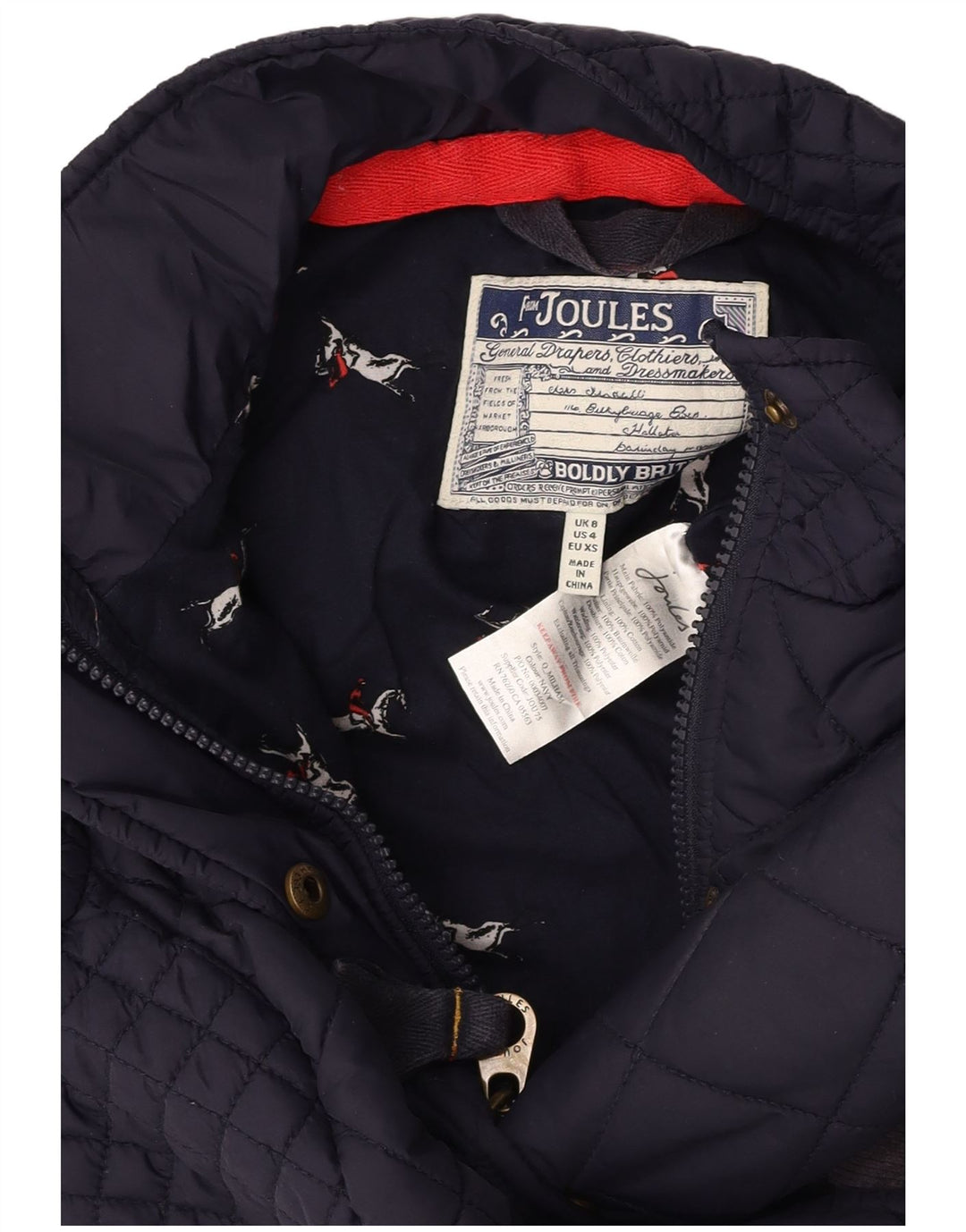 JOULES gilet trapuntato da donna UK 8 piccolo poliestere blu navy