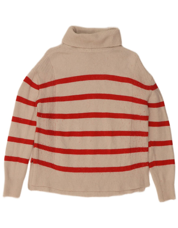 Maglione maglione a collo alto da donna Marks & Spencer UK 10 piccolo a righe bianche