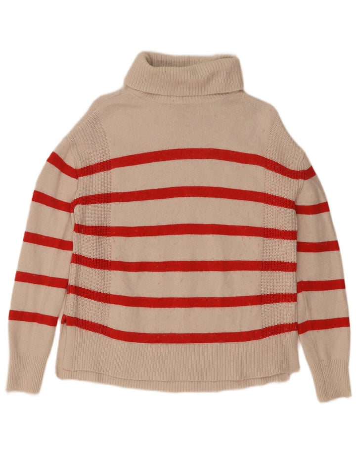 Maglione maglione a collo alto da donna Marks & Spencer UK 10 piccolo a righe bianche