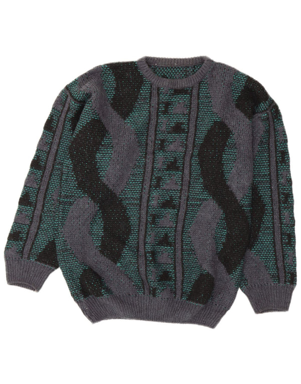 Maglione maglione girocollo da uomo VINTAGE medio multicolore geometrico