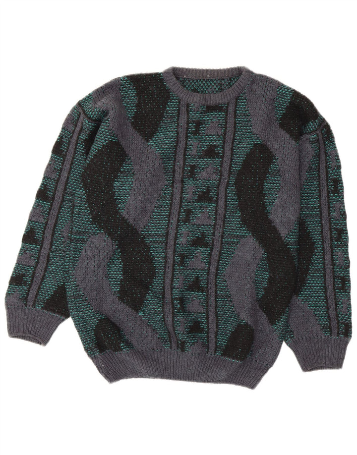 Maglione maglione girocollo da uomo VINTAGE medio multicolore geometrico