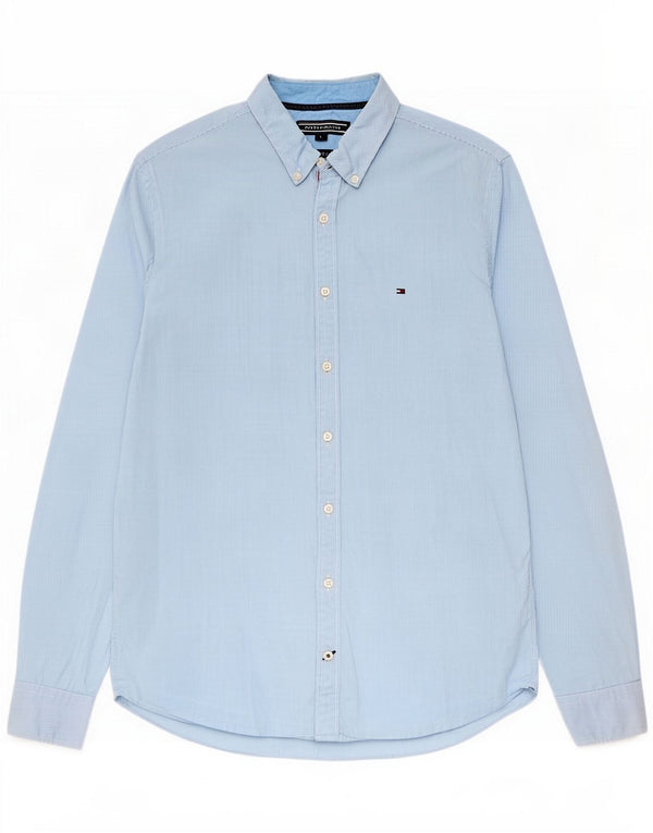 Tommy Hilfiger Camicia da uomo New York Fit misura grande in cotone gessato blu
