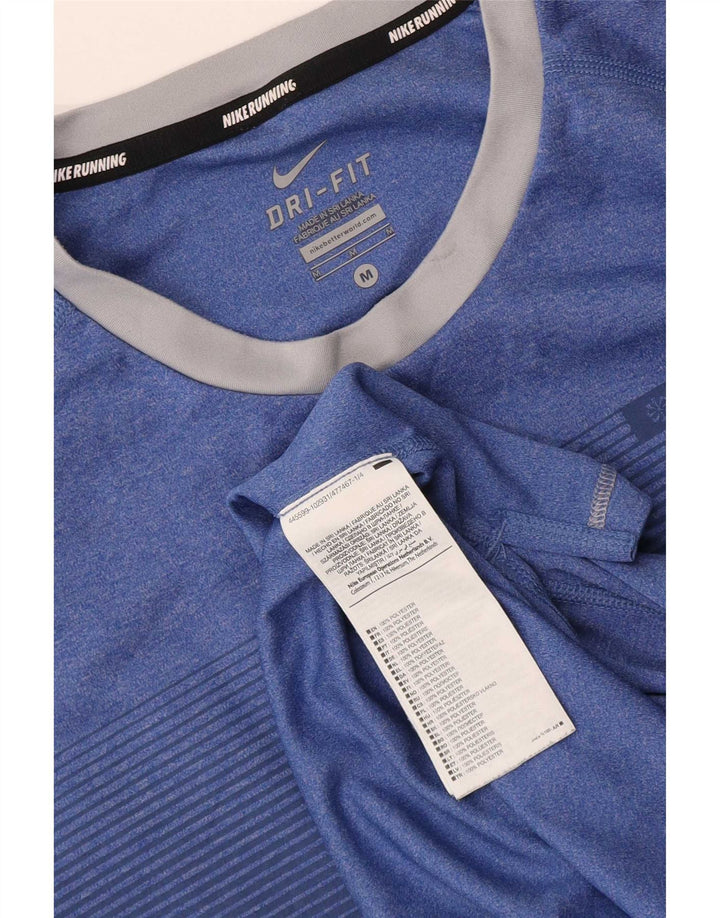 T-shirt Nike da uomo Dri Fit, top in poliestere a righe blu medio