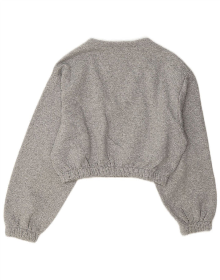Topshop Donna Crop Felpa Oversize Maglione UK 10 Piccolo Poliestere Grigio