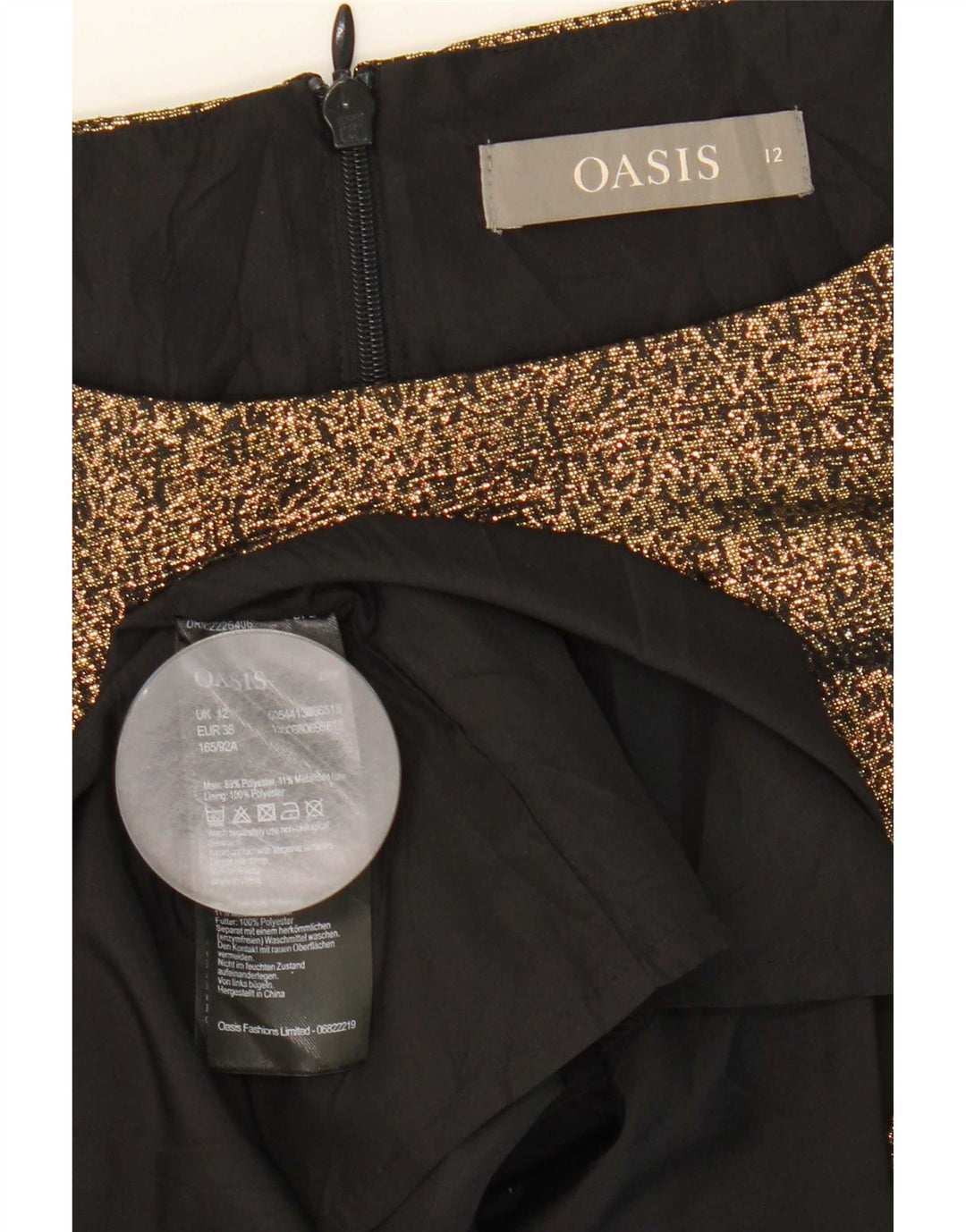 Abito a trapezio senza maniche da donna Oasis UK 12 Poliestere oro medio