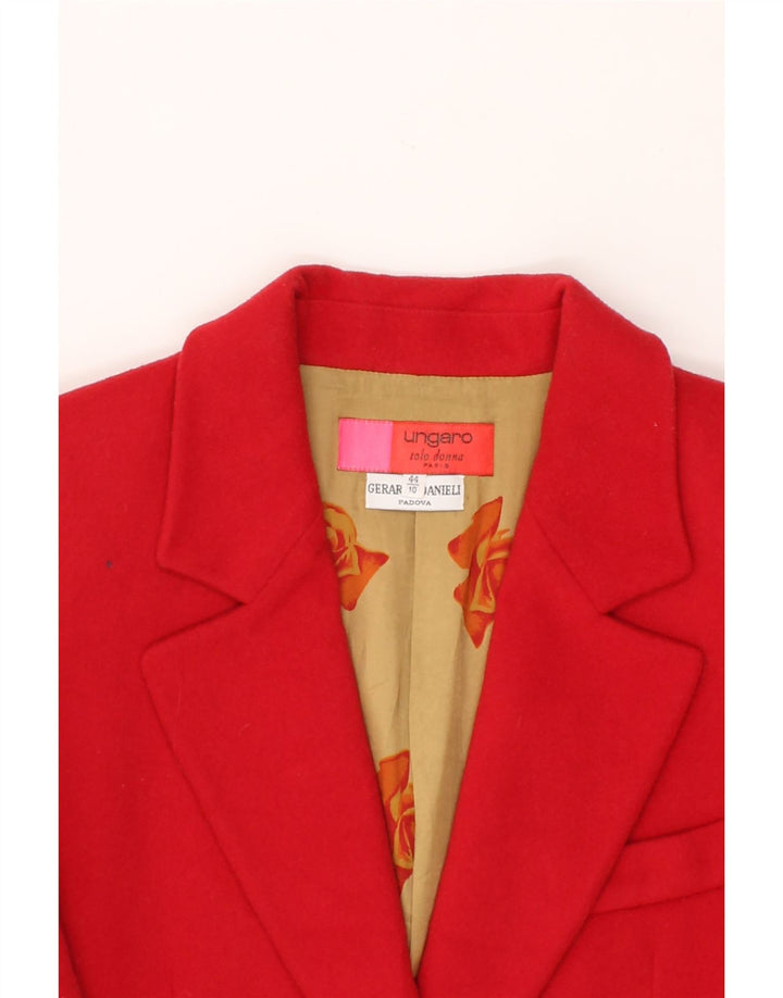 UNGARO Womens 1 Button Blazer Jacket IT 44 Medium Red Wool Vintage Ungaro and Second-Hand Ungaro from Messina Hembry 