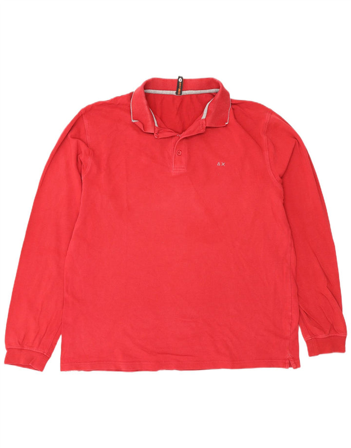 Polo a maniche lunghe da uomo Sun68 2XL cotone rosso