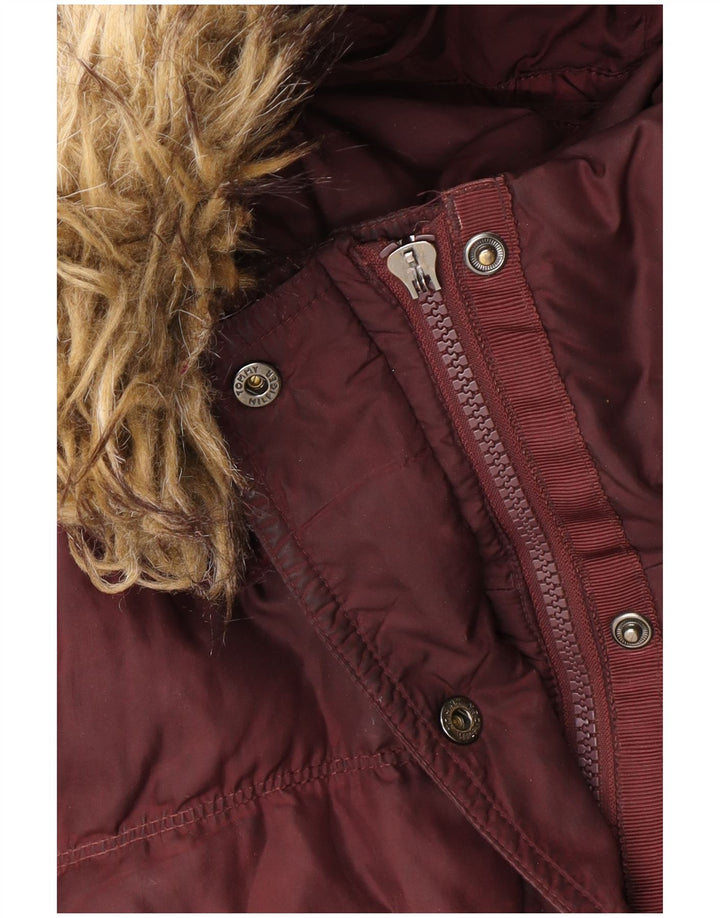 Giacca imbottita con cappuccio da donna Tommy Hilfiger UK 10 piccola bordeaux in poliestere