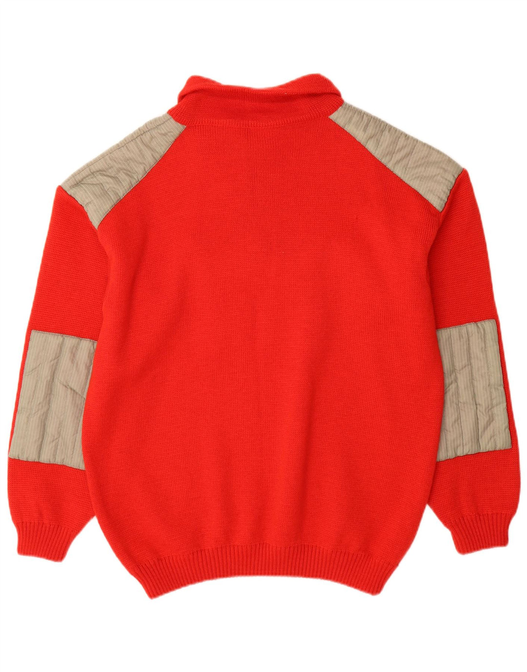 Maglione Volkl da uomo con zip e collo IT 52 Large rosso in lana color block