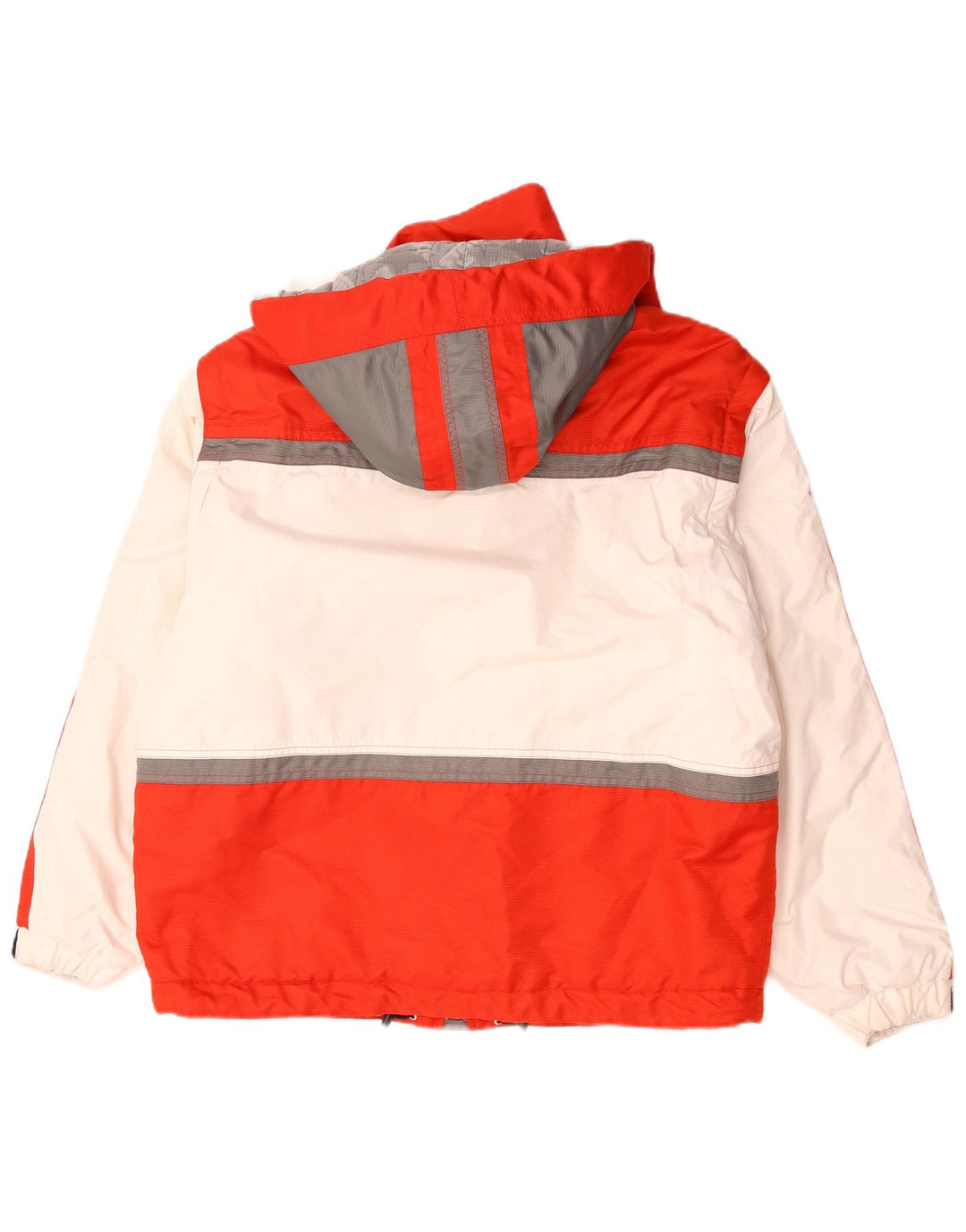 Giacca da sci vintage da uomo con cappuccio IT 50 Large in poliestere color block rosso