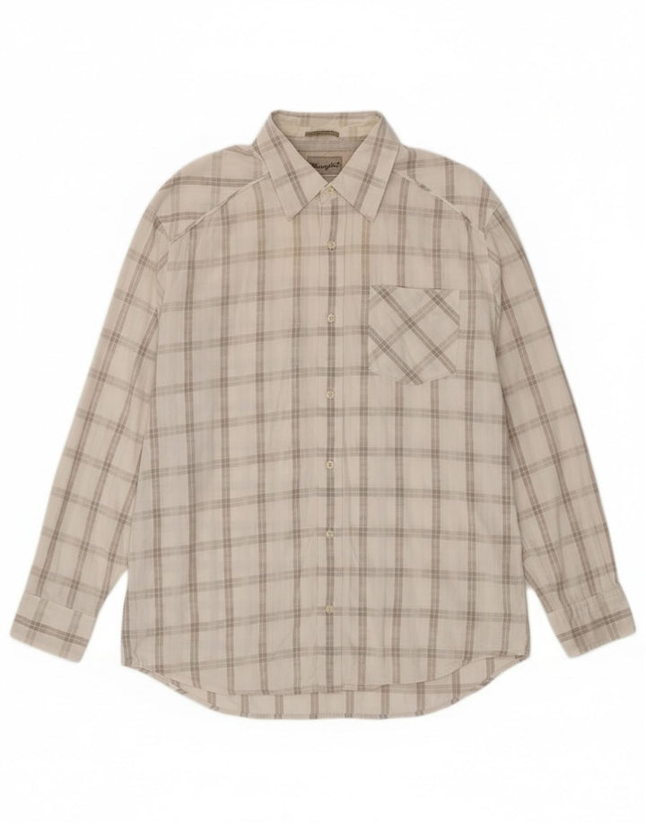 Camicia classica slim fit da uomo Wrangler XL in cotone a quadri bianco sporco