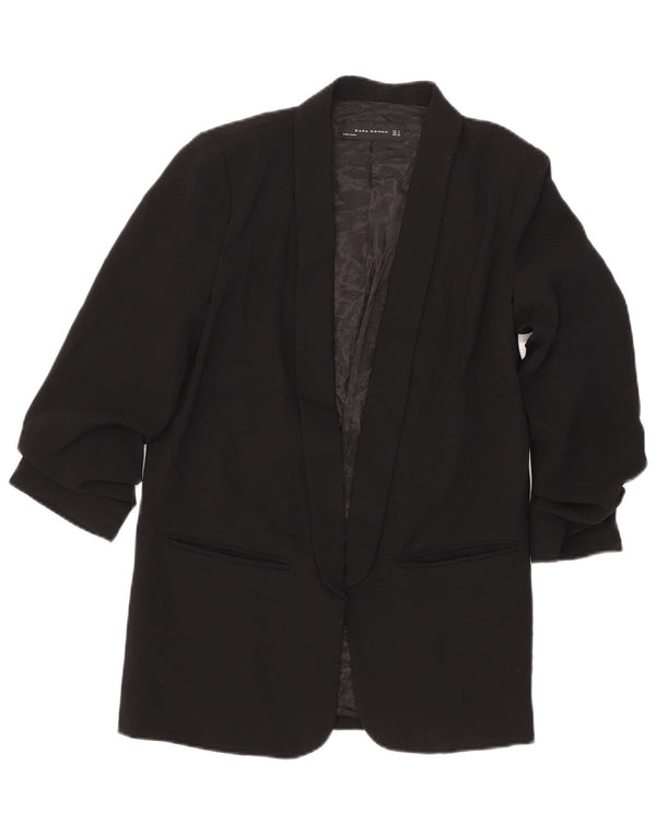 Giacca blazer aperta da donna con maniche a 3/4 Zara UK 10 piccola in poliestere nero