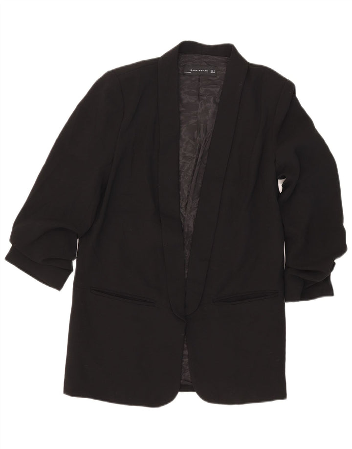 Giacca blazer aperta da donna con maniche a 3/4 Zara UK 10 piccola in poliestere nero