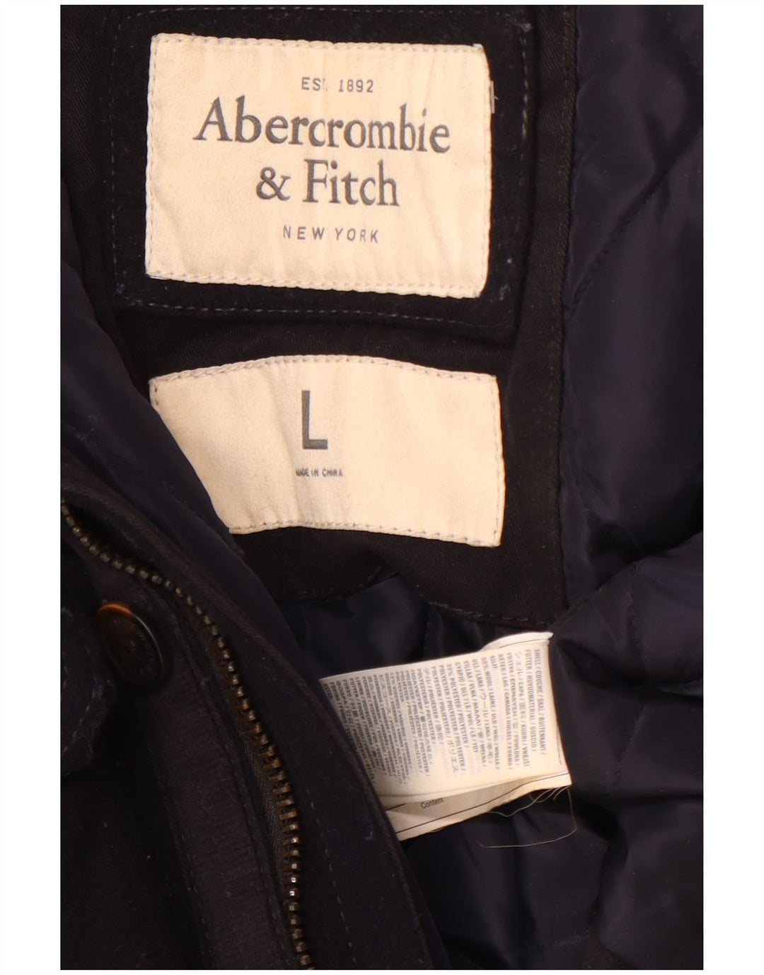 Giacca militare da uomo Abercrombie & Fitch UK 40 Large in lana blu navy