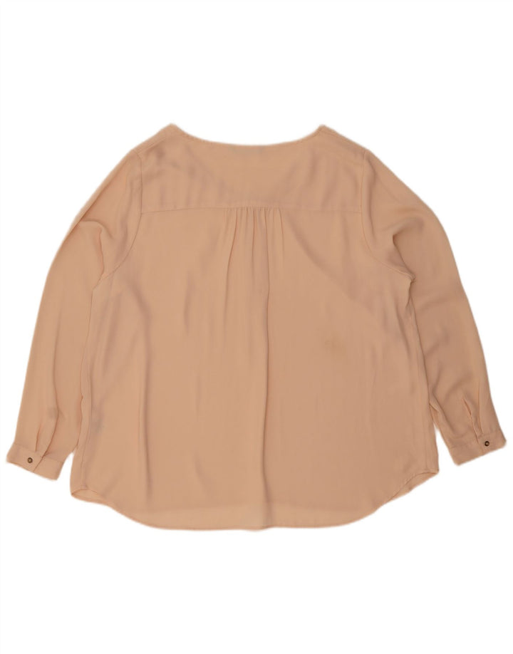 Top camicetta a maniche lunghe da donna Marks & Spencer UK 20 2XL Poliestere beige