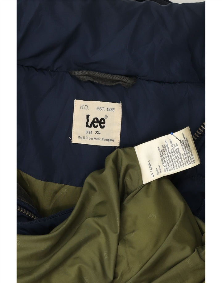 Giacca imbottita con cappuccio da uomo Lee UK 44 XL poliestere blu navy