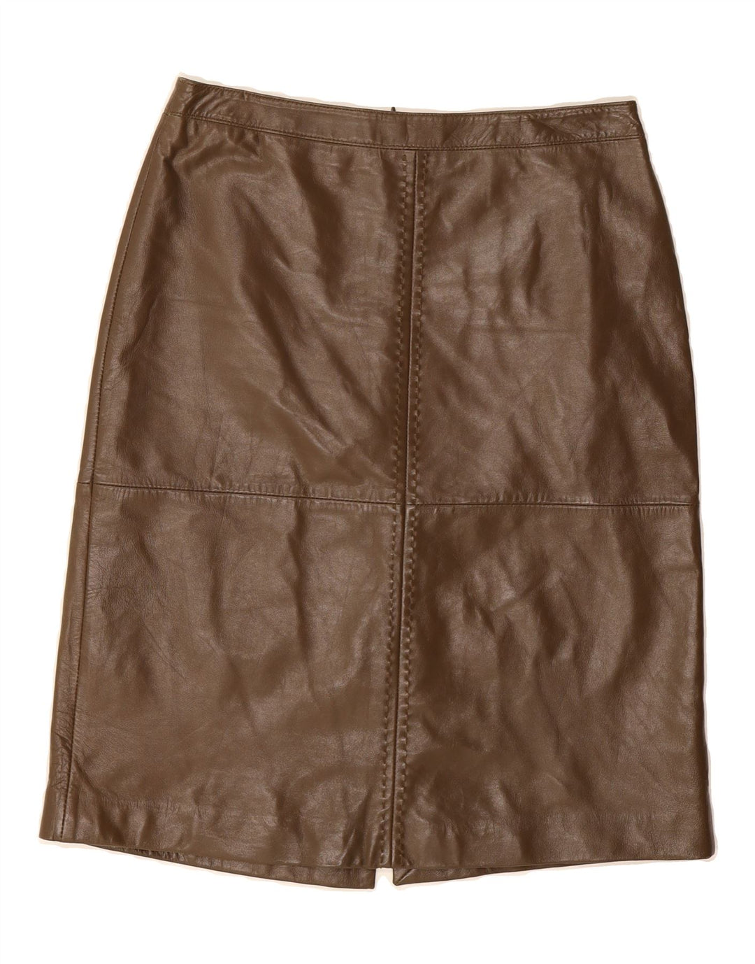 STEFANEL Womens Leather Skirt IT 44 Medium W30  Brown Leather Vintage Stefanel and Second-Hand Stefanel from Messina Hembry 