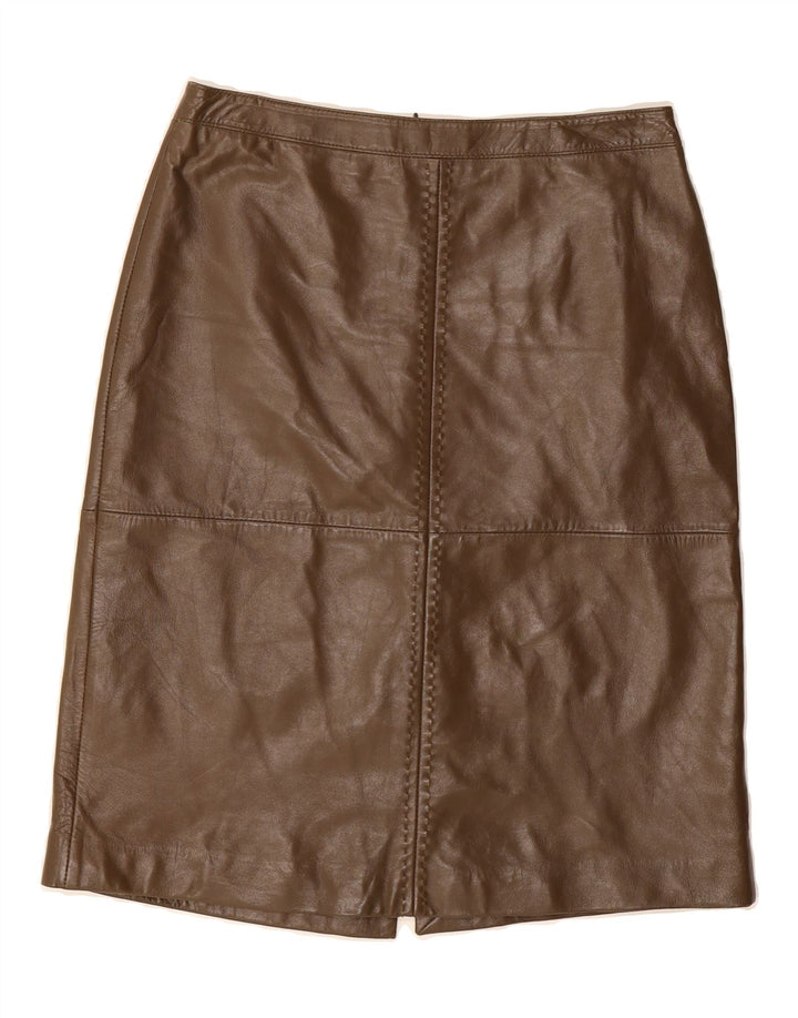 STEFANEL Womens Leather Skirt IT 44 Medium W30  Brown Leather Vintage Stefanel and Second-Hand Stefanel from Messina Hembry 