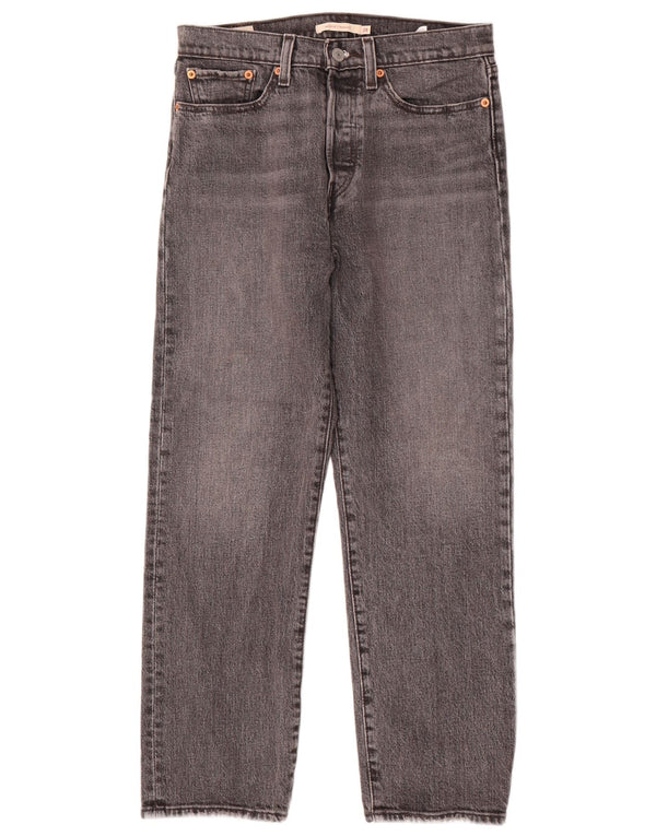 Jeans dritti a vita alta Wedgie da donna Levi's W28 L26 cotone grigio