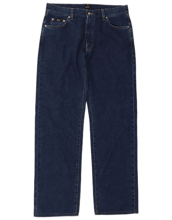 Hugo Boss Jeans dritti da uomo Texas W34 L34 cotone blu navy