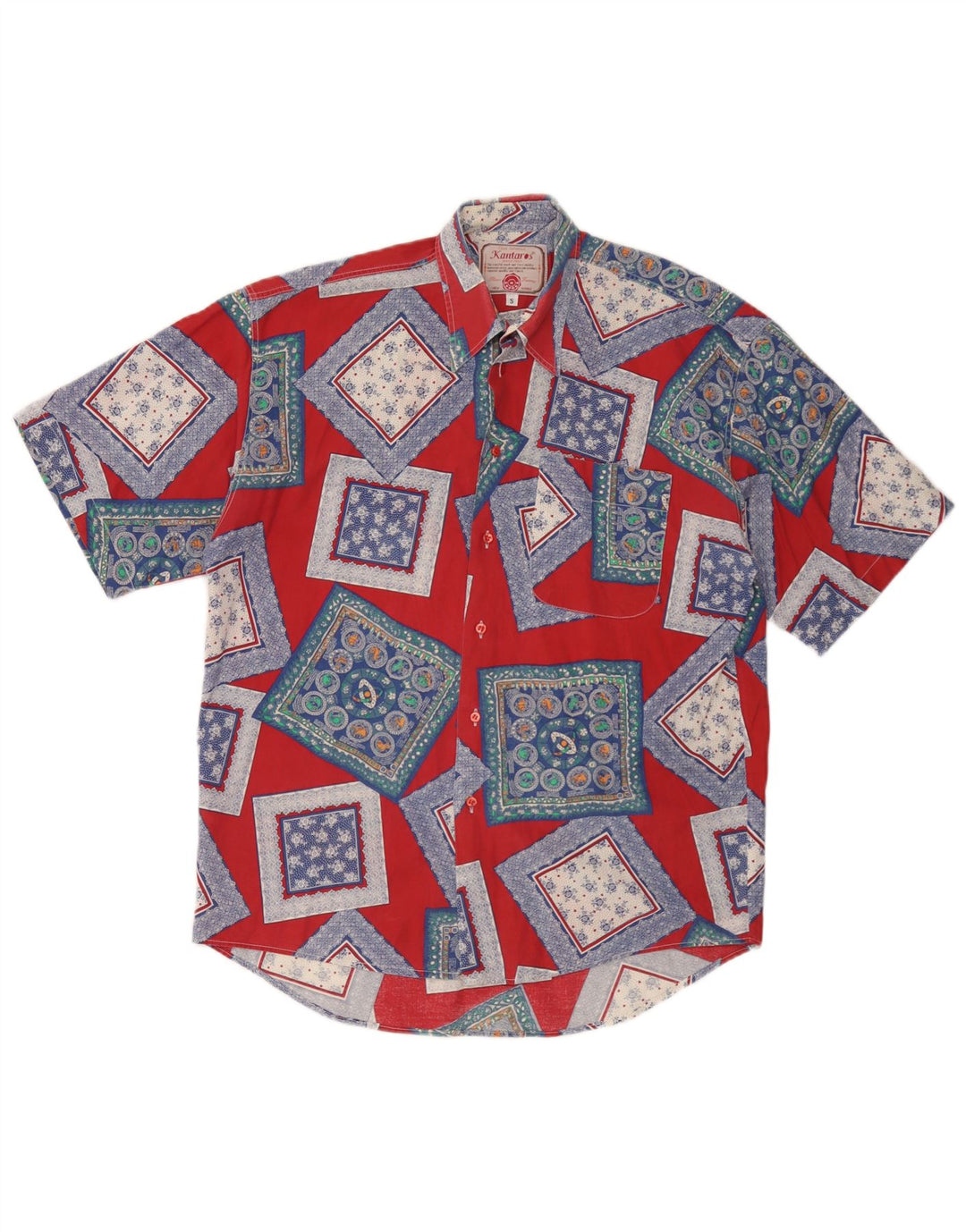 Camicia a maniche corte da uomo Kantaros piccola rossa geometrica