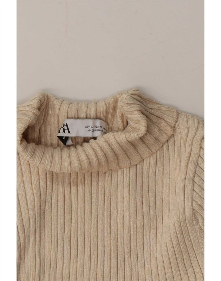 Maglione maglione collo alto da donna Zara UK 12 medio bianco sporco