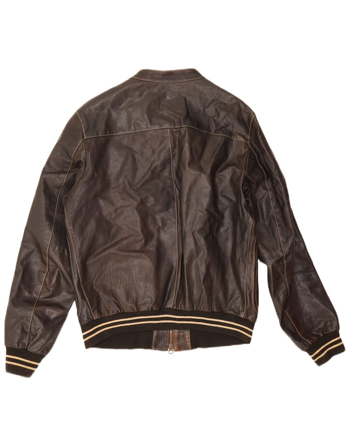 Giacca in pelle vintage da uomo IT 52 XL in pelle marrone