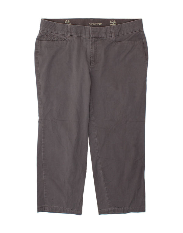 DOCKERS Womens Straight Casual Trousers US 14 XL W36 L24 Grey Cotton